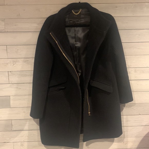 EUC jcrew 8/8P black Cocoon coat Italian stadium-cloth wool - Picture 11 of 15